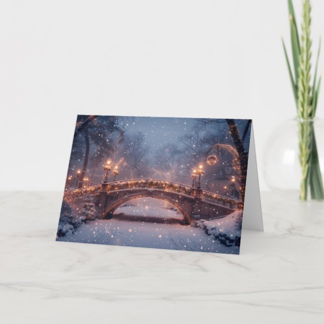 Pont couvert de neige - Carte de Noël (Devant)