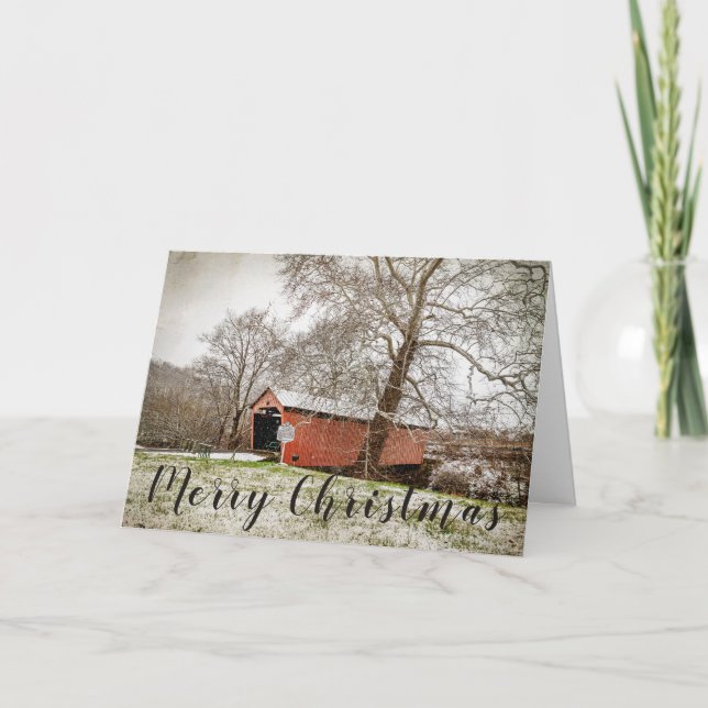 Pont couvert du ruisseau Simpson Carte de Noël (Devant)