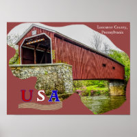 Pont couvert - Poster Art — Lancaster County PA