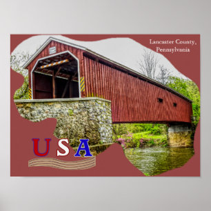 Pont couvert - Poster Art — Lancaster County PA