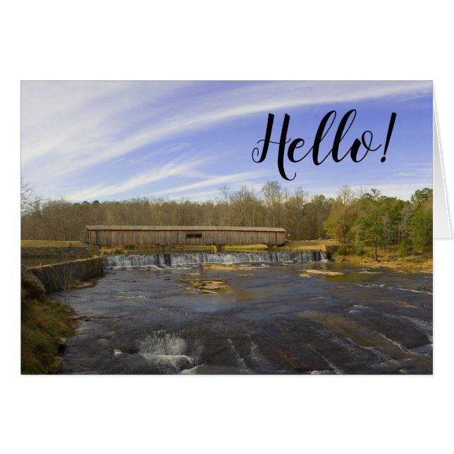 Pont couvert Watson Mill St Park Hello Note Card (Devant Horizontal)