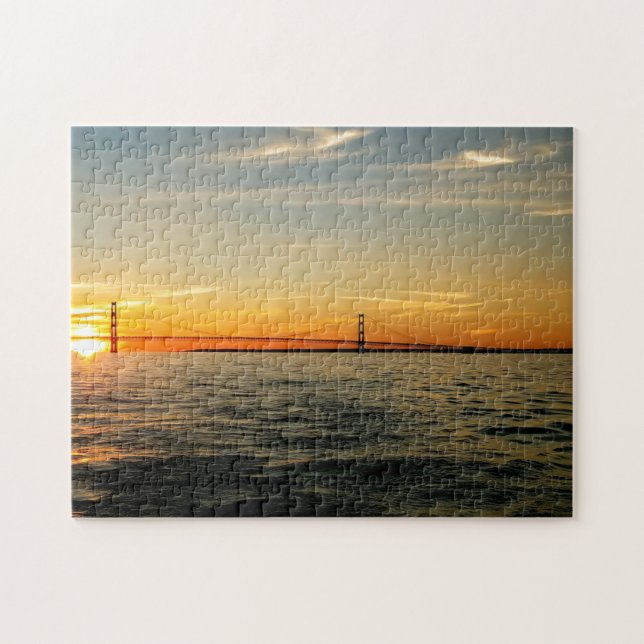 Pont créatif de coucher de soleil eau photo puzzle (Horizontal)