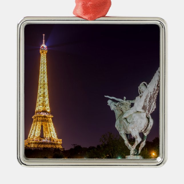 Pont de Bir-Hakeim at night - Paris, France Metal Ornament (Front)