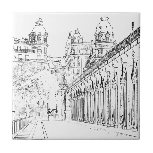 Pont de Bir-Hakeim - Paris, France Tile (Front)