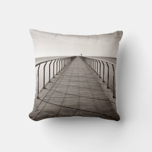 Pont Del Petroli at sunrise in Barcelona in Spaina Throw Pillow
