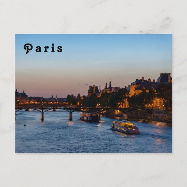 Pont des arts at nightfall - Paris, France Postcard (Front)