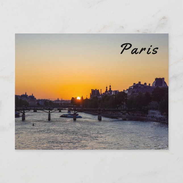 Pont des arts at sunset - Paris, France Postcard (Front)
