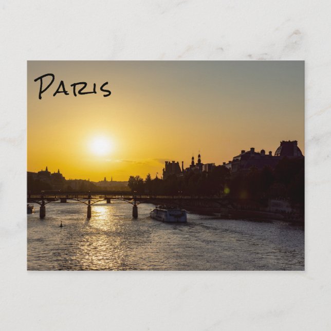 Pont des arts at sunset - Paris, France Postcard (Front)