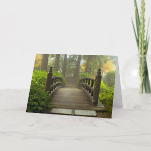 Pont en bois dans le Jardin Japonais Carte de voeu