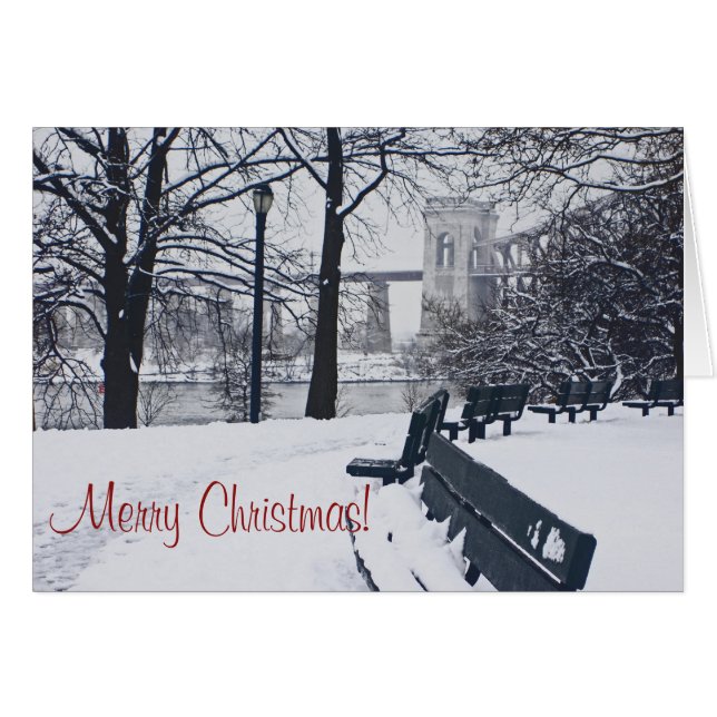 Pont Hell Gate Joyeuse Carte de Noël (Devant Horizontal)