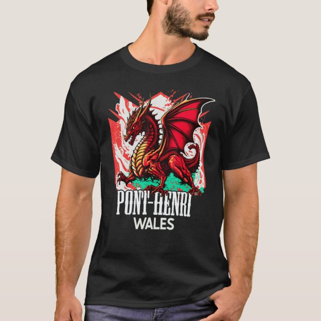 Pont henri Wales Welsh Flag Y Ddraig Goch Dragon T-Shirt (Front)