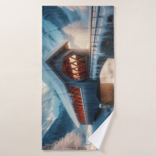 Pont hivernal enneigé & rivière