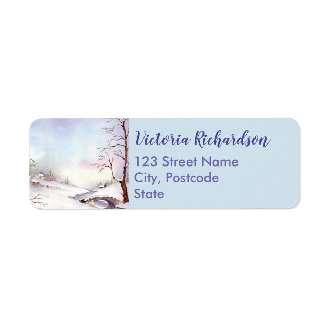 Pont Neige Aquarelle Peinture Paysage (Devant)