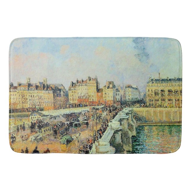 Pont Neuf, Afternoon, Sunlight Camille Pissarro Bath Mat (Front)