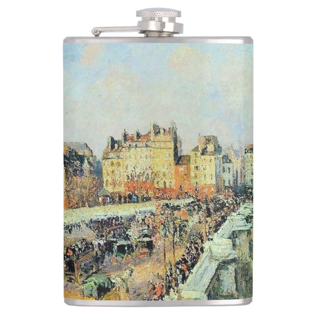Pont Neuf, Afternoon, Sunlight Camille Pissarro    Hip Flask (Front)
