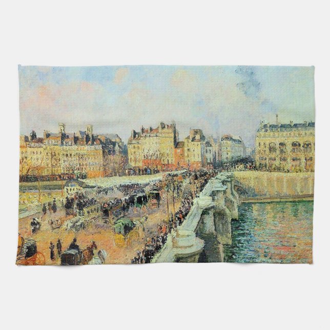 Pont Neuf, Afternoon, Sunlight Camille Pissarro    Kitchen Towel (Horizontal)