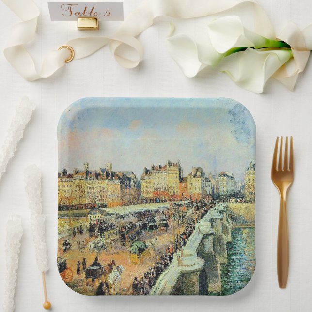 Pont Neuf, Afternoon, Sunlight Camille Pissarro    Paper Plate (Wedding)