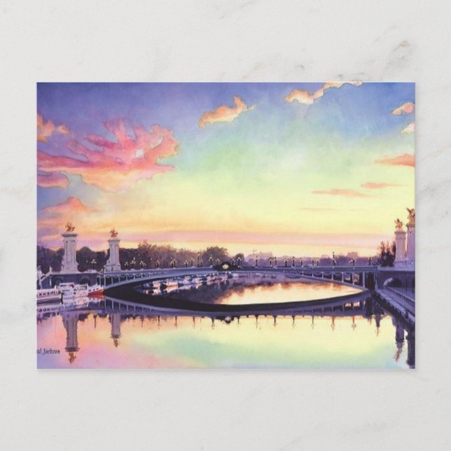 "Pont Neuf Paris" France Watercolor Art Postcard (Front)