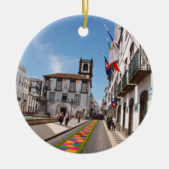 Ponta Delgada, Azores Ceramic Ornament (Front)