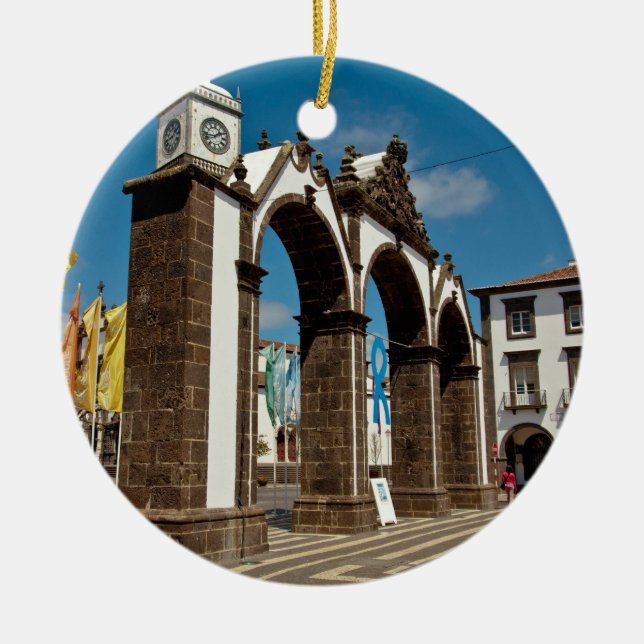 Ponta Delgada, Azores Ceramic Ornament (Front)