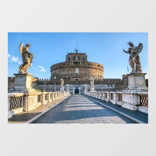 Ponte and Castle Sant'Angelo - Rome, Italy Window Cling (Sheet)