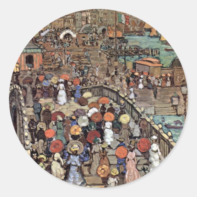 Ponte Della Paglia, Venice by Maurice Prendergast Classic Round Sticker (Front)