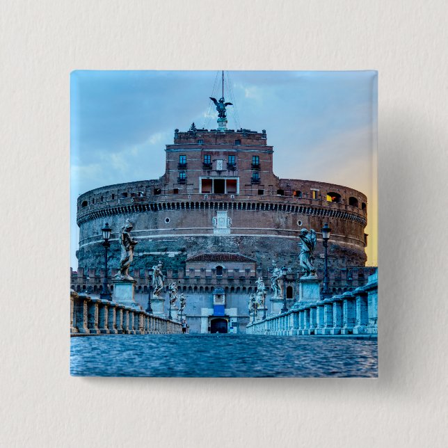 Ponte Sant'Angelo at dawn - Rome Italy 2 Inch Square Button (Front)