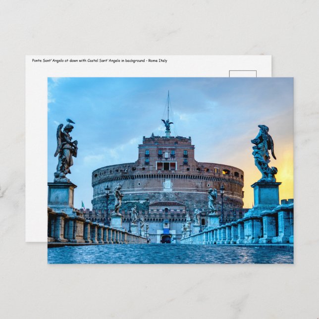 Ponte Sant'Angelo at dawn - Rome Italy Postcard (Front/Back)