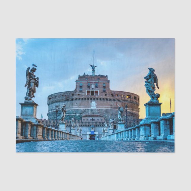 Ponte Sant'Angelo at dawn - Rome Italy Tissue Paper (Front)