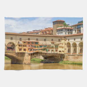 Ponte vecchio by day, Florence or Firenze, Italia Kitchen Towel