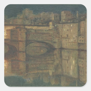 Ponte Vecchio, Florence (oil on canvas) Square Sticker
