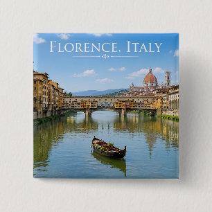 Ponte Vecchio Romantic Cityscape Artwork 2 Inch Square Button
