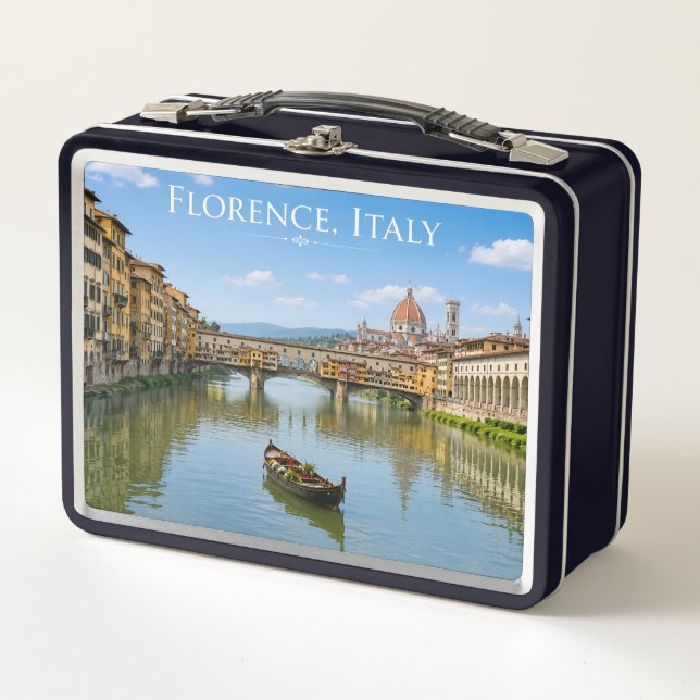 Ponte Vecchio Romantic Cityscape Artwork Metal Lunch Box (Front)