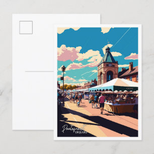 Pontefract England Vintage Travel Illustration Postcard