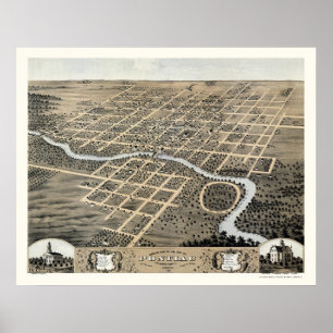 Pontiac, IL Panoramic Map - 1869 Poster