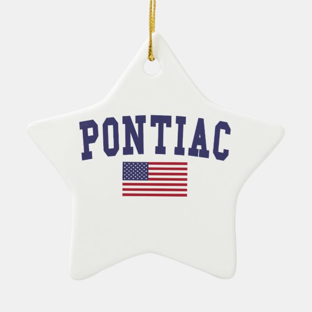 Pontiac US Flag Ceramic Ornament (Front)