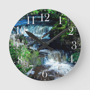 Pontneddfechan Horseshoe Waterfall Nature Scene Round Clock