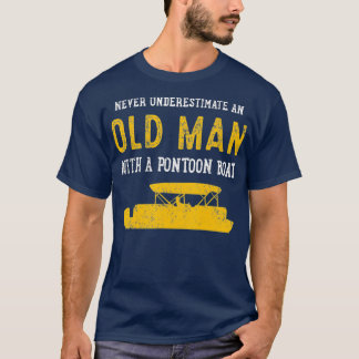Pontoon Boat Boating Old Man Senior Vintage T-Shirt