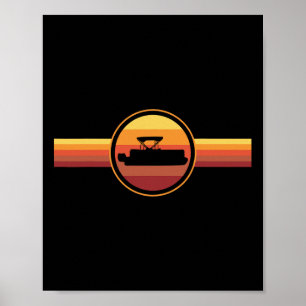 Pontoon Boat Boating Retro Poster