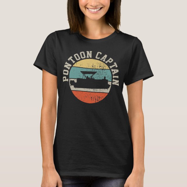 Pontoon Boat Boating Retro T-Shirt (Front)