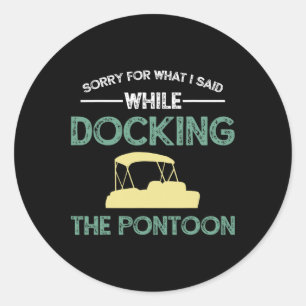 Pontoon Boat Captain Boating  Classic Round Sticker