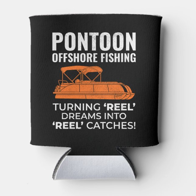 Pontoon boat Captain Boating Pontooning Fishing Can Cooler (Front)