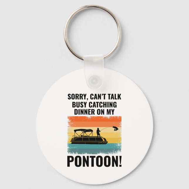 Pontoon boat Captain Boating Pontooning Fishing Keychain (Front)