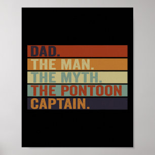 Pontoon Boat Captain Dad Funny Sailing And Boating Poster