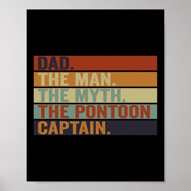 Pontoon Boat Captain Dad Funny Sailing And Boating Poster (Front)