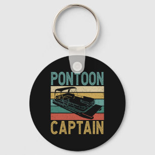 Pontoon Boat Captain Funny Pontoon Boat Boating Ca Keychain