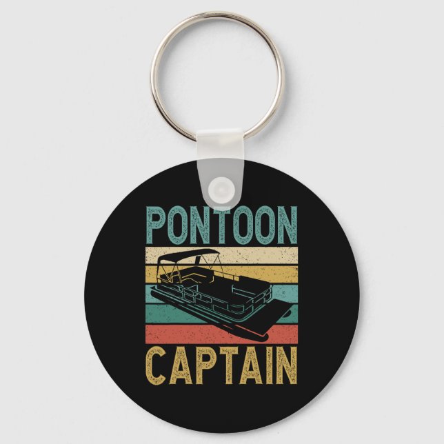 Pontoon Boat Captain Funny Pontoon Boat Boating Ca Keychain (Front)