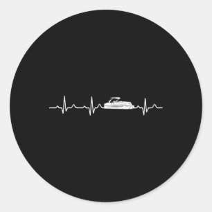 Pontoon Boat Captain Heartbeat Classic Round Sticker