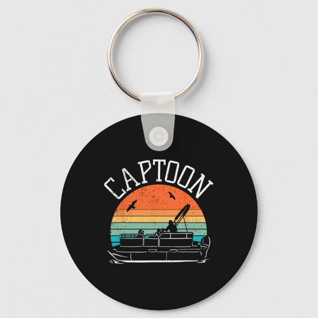 Pontoon Boat Captain I Captoon I Skipper Pontoon B Keychain (Front)