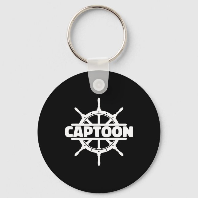 Pontoon Boat Captoon Boating Pontoon Captain  Keychain (Front)